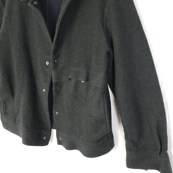 COS Boiled Wool Jacket Shacket Dark Gray/ Black Snap Buttons size S Minimalist - Picture 8 of 14